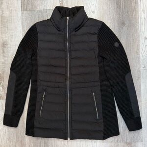 MICHAEL Michael Kors Jayla mixed media jacket in black Womens Size M